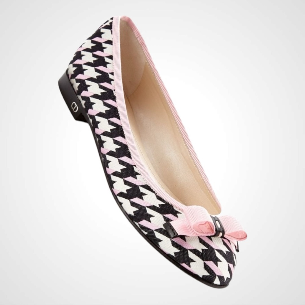 DIOR Houndstooth Grosgrain Ribbon Ballet Flats Size EU 37 US 7